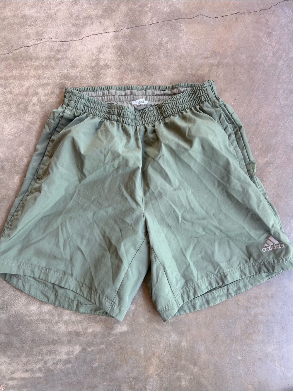 adidas Men's Olive Green Lined Runner Shorts with Elastic Waist (tag removed)